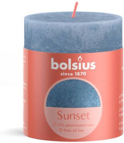 Bolsius Rustiek stompkaars sunset 80 x 68 mm Sky blue kaars
