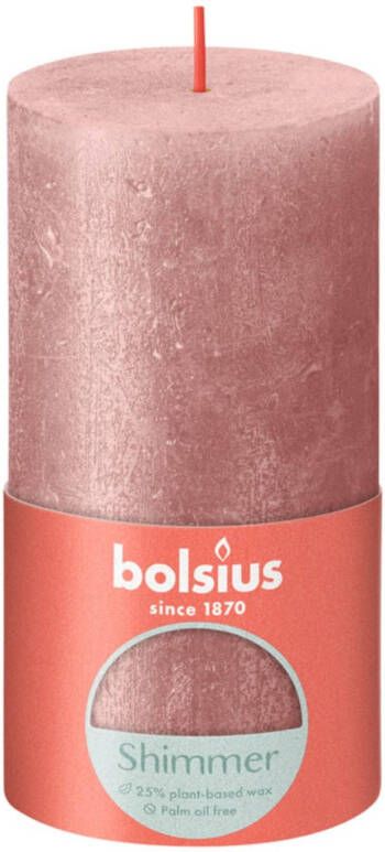 Bolsius Stompkaars Shimmer Pink Ø68 mm Hoogte 13 cm Roze 60 Branduren