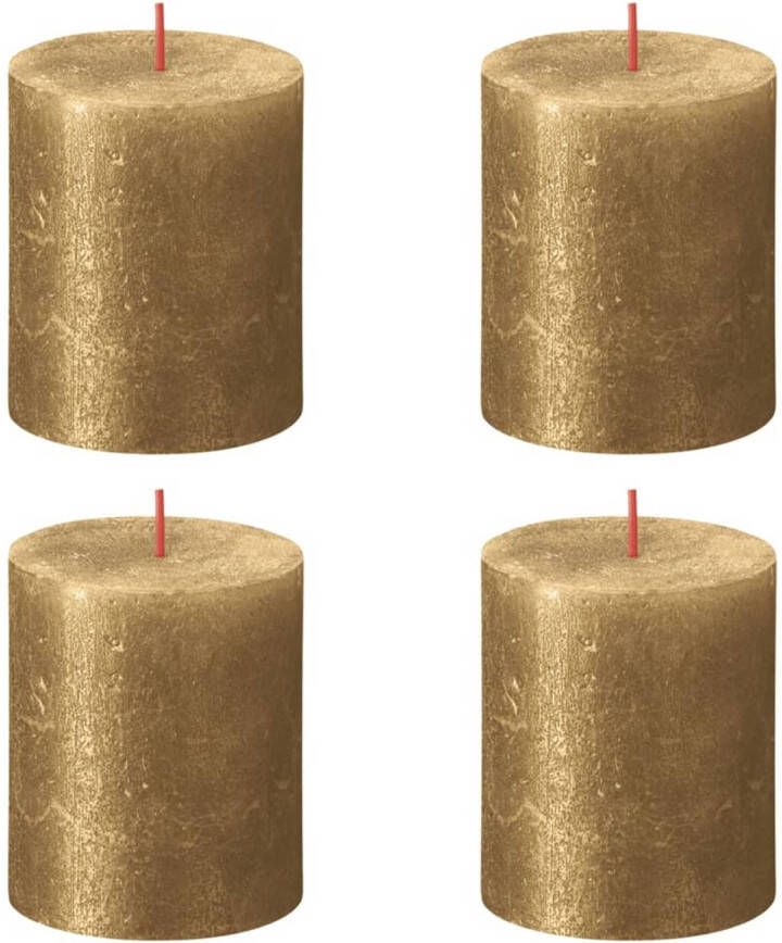 Bolsius Stompkaarsen Shimmer 4 st rustiek 80x68 mm goudkleurig
