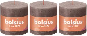 Bolsius Stompkaarsen Shine 3 St Rustiek 100x100 Mm Rustiek Taupe