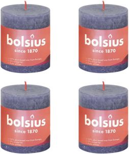 Bolsius Stompkaarsen Shine 4 st rustiek 80x68 mm schemerblauw