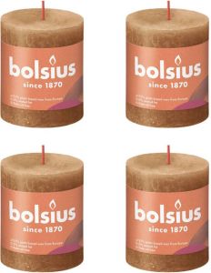 Bolsius Stompkaarsen Shine 4 St Rustiek 80x68 Mm Spice Brown