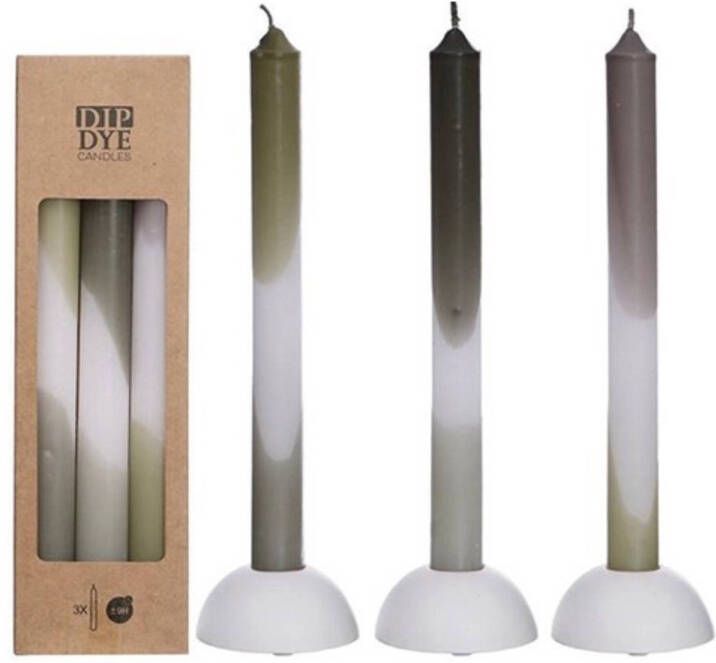 Buitengewoon de Boet Dip Dye Candles Set 3 st. Olive Mint