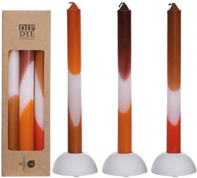 Buitengewoon de Boet Dip Dye Candles Set 3 st. Orange Brown