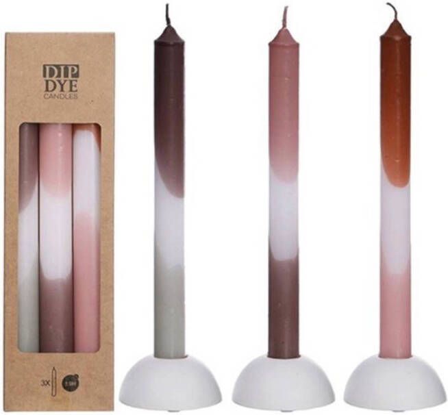 Buitengewoon de Boet Dip Dye Candles Set 3 st. Pink Olive