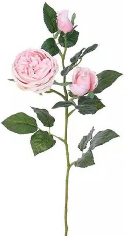Buitengewoon de Boet Engelse Roos Tak Licht Roze 64 cm kunstplant