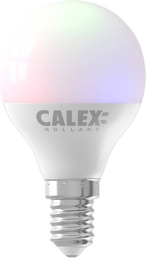 Calex LED Lamp Smart Kogellamp E14 Fitting Dimbaar 5W Aanpasbare Kleur CCT RGB Mat Wit