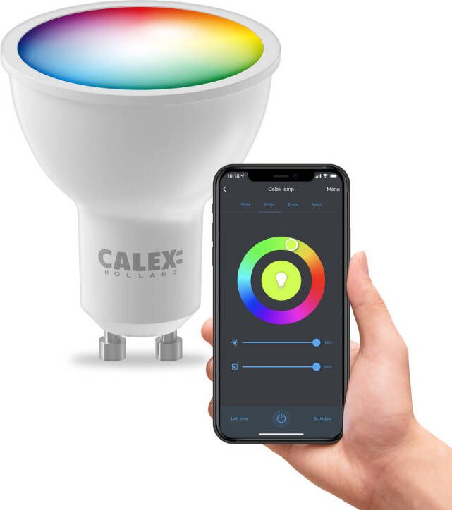 Calex Slimme Lamp Wifi LED Verlichting GU10 Smart Lichtbron Dimbaar RGB en Warm Wit 4.9W