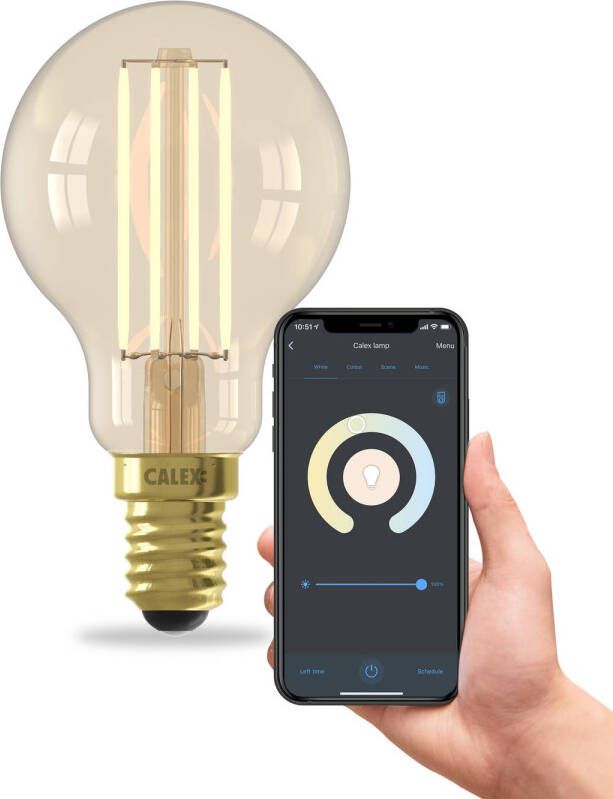 Calex Slimme Lamp Wifi LED Filament Verlichting E14 Bulb Smart Lichtbron Goud Dimbaar Warm Wit licht 4 9W