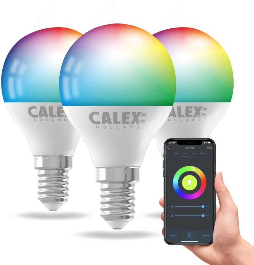 Calex Slimme LED Lamp 3 stuks E14 P45 RGB en Warm Wit 4.9W