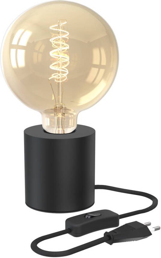 Calex Tafellamp Rond E27 Zwart Incl. G125 Filament lichtbron