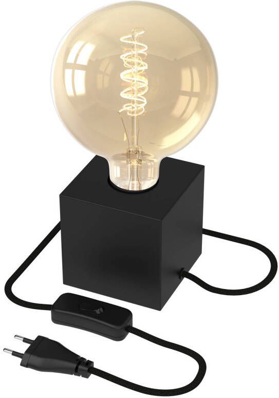 Calex Tafellamp Vierkant E27 Zwart Incl. G125 Filament lichtbron
