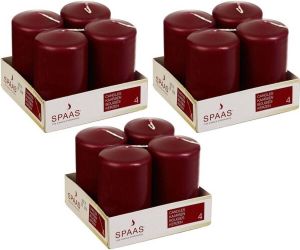 Candles by Spaas 12x Bordeaux rode cilinderkaars stompkaars 5 x 8 cm 12 branduren Stompkaarsen