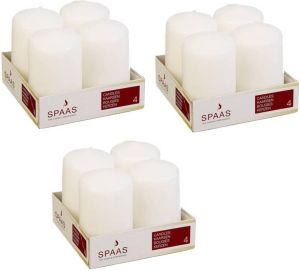 Candles by Spaas 12x Witte Cilinderkaarsen stompkaarsen 5 X 8 Cm 12 Branduren Stompkaarsen