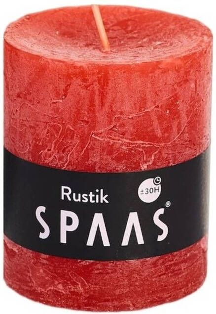 Candles by Spaas 1x Rode rustieke cilinderkaars stompkaars 7 x 8 cm 30 branduren Stompkaarsen