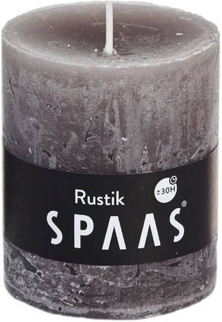 Candles by Spaas 1x stuks rustieke kaarsen taupe bruin 7 x 8 cm 30 branduren sfeerkaarsen Stompkaarsen
