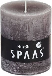 Candles by Spaas 1x Taupe Rustieke Cilinderkaars stompkaars 7x8 Cm 30 Branduren Stompkaarsen