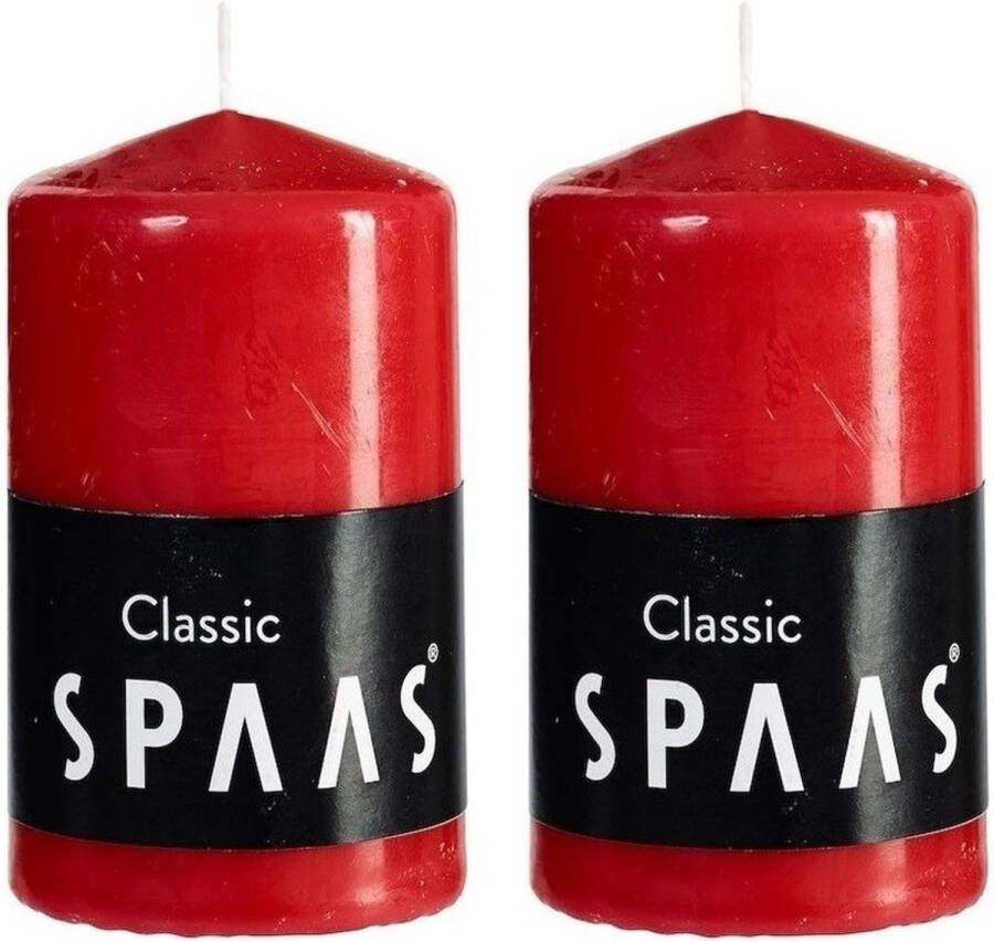 Candles by Spaas 2x Rode cilinderkaarsen stompkaarsen 6 x 10 cm 25 branduren Stompkaarsen