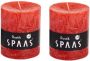 Candles by Spaas 2x Rode rustieke cilinderkaarsen stompkaarsen 7 x 8 cm 30 branduren Geurloze kaarsen Woondecoraties Stompkaarsen - Thumbnail 1