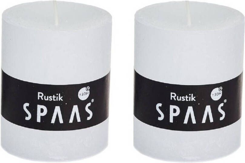Candles by Spaas 2x Witte rustieke cilinderkaarsen stompkaarsen 7 x 8 cm 30 branduren Geurloze kaarsen Woondecoraties Stompkaarsen