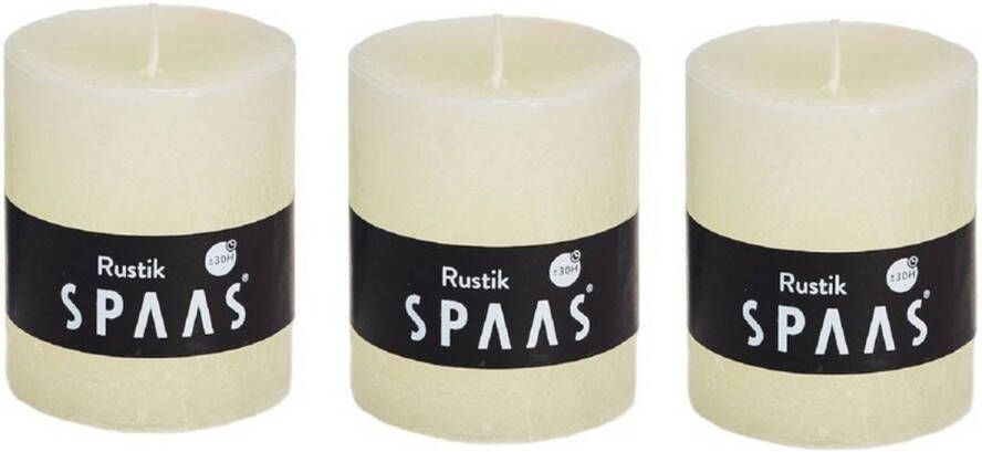 Candles by Spaas 3x Ivoor rustieke cilinderkaarsen stompkaarsen 7 x 8 cm Stompkaarsen