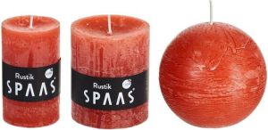 Candles by Spaas 3x Oranje rustieke kaarsen set 5 x 8 cm 7 x 8 cm 8 cm Geurloze kaarsen Woondecoraties Stompkaarsen