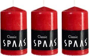 Candles by Spaas 3x Rode cilinderkaarsen stompkaarsen 6 x 10 cm 25 branduren Stompkaarsen