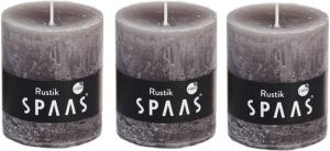 Candles by Spaas 3x Taupe rustieke cilinderkaarsen stompkaarsen 7 x 8 cm 30 branduren Geurloze kaarsen Woondecoraties Stompkaarsen