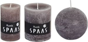 Candles by Spaas 3x Taupe rustieke kaarsen set 5 x 8 cm 7 x 8 cm 8 cm Geurloze kaarsen Woondecoraties Stompkaarsen