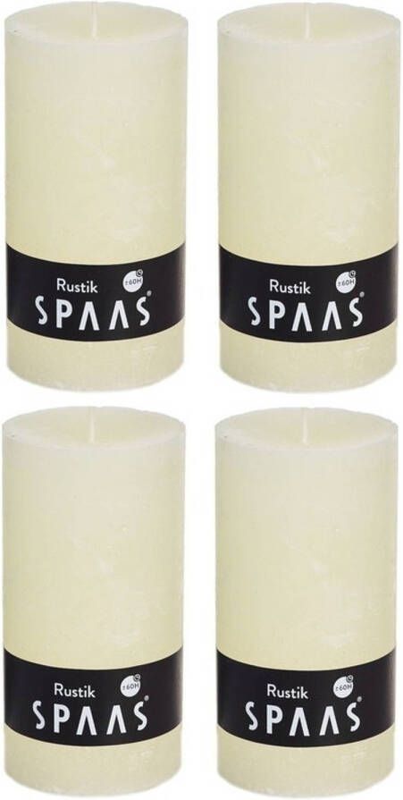 Candles by Spaas 4x Rustieke kaarsen ivoor 7 x 13 cm 60 branduren sfeerkaarsen Stompkaarsen