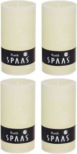 Candles by Spaas 4x Ivoor Rustieke Cilinderkaarsen stompkaarsen 7x13 Cm Stompkaarsen