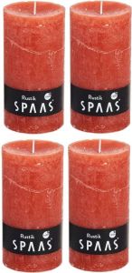 Candles by Spaas 4x Oranje rustieke cilinderkaarsen stompkaarsen 7x13 cm Stompkaarsen