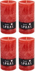 Candles by Spaas 4x Rode rustieke cilinderkaarsen stompkaarsen 7x13 cm Stompkaarsen