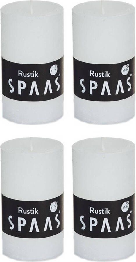 Candles by Spaas 4x Rustieke kaarsen wit 5 x 8 cm 17 branduren sfeerkaarsen Stompkaarsen