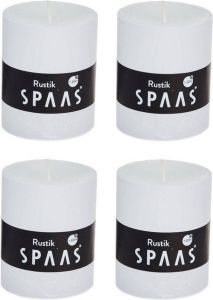 Candles by Spaas 4x Witte Rustieke Cilinderkaarsen stompkaarsen 7 X 8 Cm Stompkaarsen
