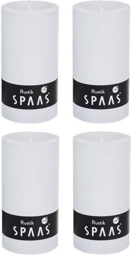 Candles by Spaas 4x Witte rustieke cilinderkaarsen stompkaarsen 7x13 cm Stompkaarsen