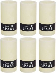 Candles by Spaas 6x Ivoor Rustieke Cilinderkaarsen stompkaarsen 7x13 Cm Stompkaarsen