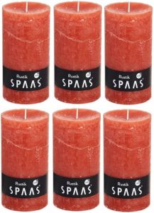 Candles by Spaas 6x Oranje Rustieke Cilinderkaarsen stompkaarsen 7x13 Cm Stompkaarsen