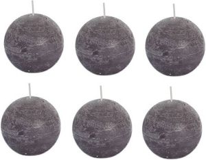 Candles by Spaas 6x Taupe rustieke bolkaarsen 8 cm 24 branduren bolkaarsen