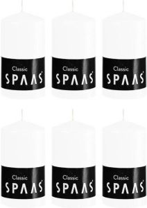 Candles by Spaas 6x Witte Cilinderkaarsen stompkaarsen 6 X 10 Cm 25 Branduren Stompkaarsen