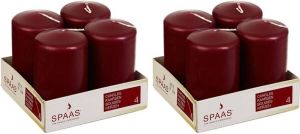 Candles by Spaas 8x Bordeaux rode cilinderkaars stompkaars 5 x 8 cm 12 branduren Stompkaarsen