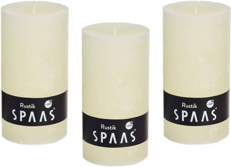 Candles by Spaas 8x stuks Ivoor witte rustieke cilinderkaars stompkaars 7 x 13 cm 60 branduren Geurloze kaarsen ivoor wit Stompkaarsen