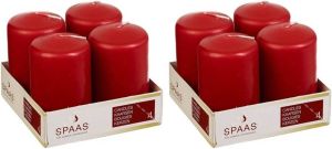 Candles by Spaas 8x Rode cilinderkaarsen stompkaarsen 5 x 8 cm 12 branduren Stompkaarsen