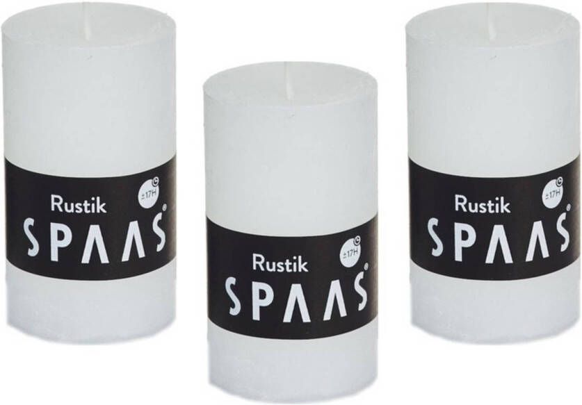 Candles by Spaas 8x stuks rustieke kaarsen wit 5 x 8 cm 17 branduren sfeerkaarsen Stompkaarsen