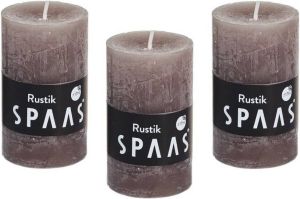 Candles by Spaas 8x stuks Taupe kleur rustieke cilinderkaars stompkaars 5 x 8 cm 17 branduren Geurloze kaarsen Woondecoraties Stompkaarsen