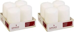Candles by Spaas 8x Witte Cilinderkaarsen stompkaarsen 5 X 8 Cm 12 Branduren Stompkaarsen