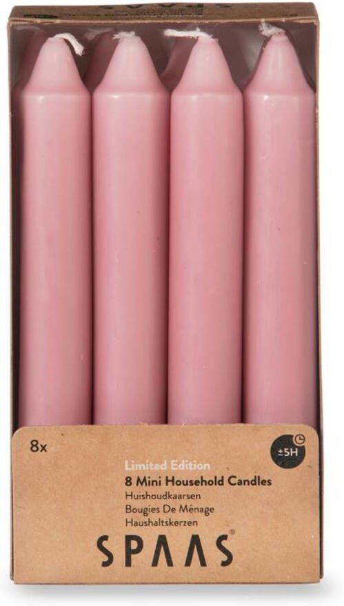Candles by Spaas mini dinerkaarsen 8 stuks roze 15 5 cm