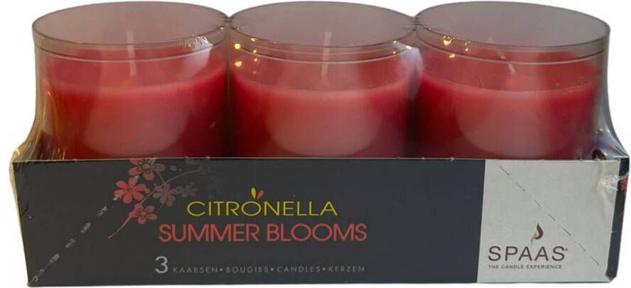 Candles by Spaas Set van 3 geurkaarsjes Citronella Summer Blooms Tot 24 branduren
