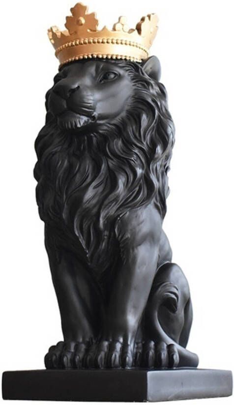 CASA DI ELTURO Decoratief beeld Royal Lion Zwart H37 cm