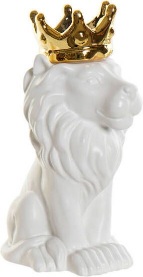 CASA DI ELTURO Decoratief beeld Vaas Royal Lion Wit Goud H21 cm